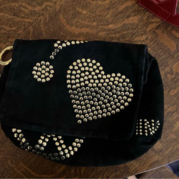 Vintage Moschino Black Suede & Gold Studded Clutch Bag - Picture 3 of 11